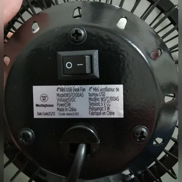 BNIB Westinghouse 4" Mini USB Desk Fan - Picture 5 of 9